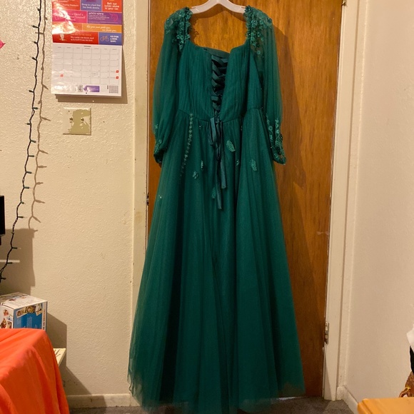 Dark Green Plus Sized Prom Dress - Picture 2 of 2